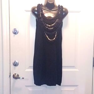 Nanette Lepore Black Merino Wool Top or Mini dress with built-in beads